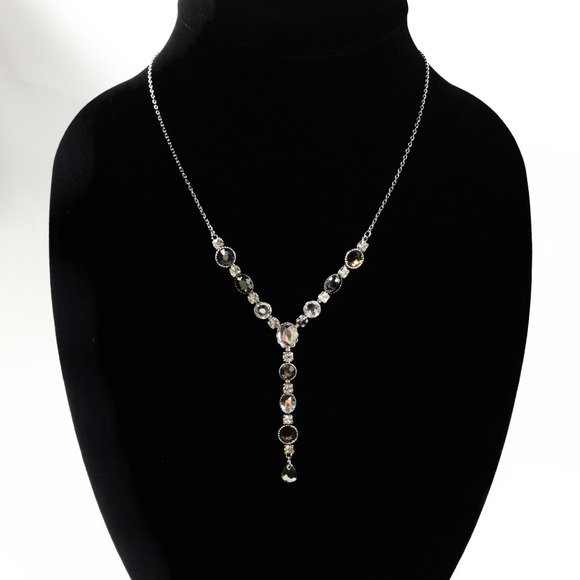 Jewelry - Iron Pyrite and crystal romantic Y necklace